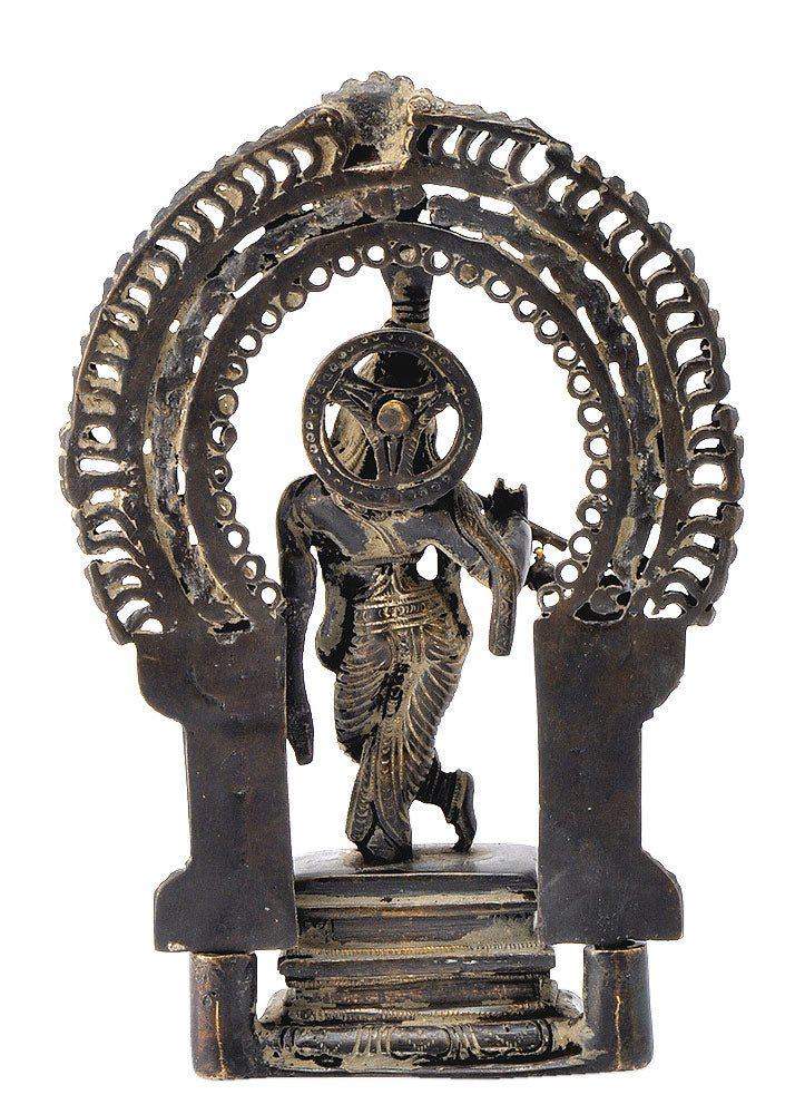 Murlidhar Krishna Fine Statue in Antique Finish Old Look 8"