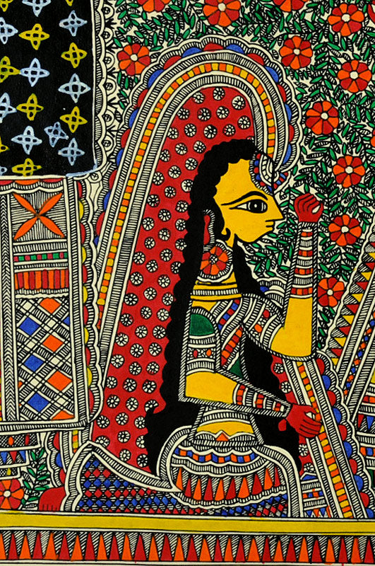 Lord Rama & Ahalya -Madhubani Painting on Handmade Paper