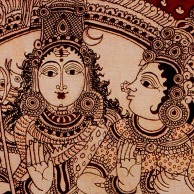 Lord Mahadev And Goddess Mahadevi Seated On Nandi