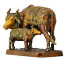 Auspicious Cow and Calf Brass Statue 10"