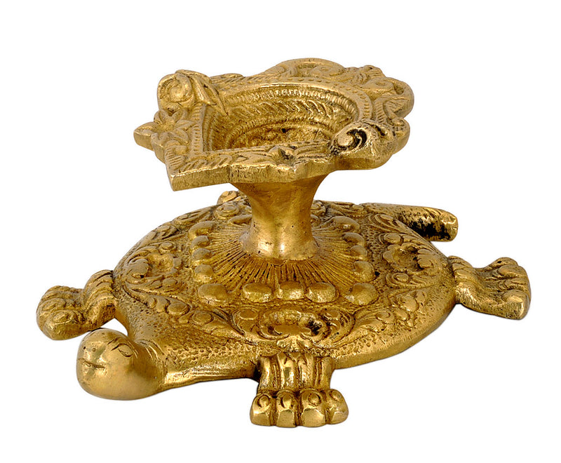 Brass Puja Diya on Tortoise