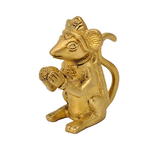 'Mouse' Vehicle of Lord Ganesha Holding Sweet Modak 3" Height