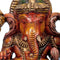 Ganesha with Lakshmi Seated on Lotus - Wood Statue