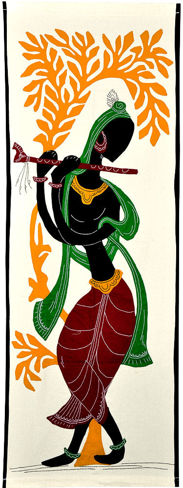 Fluteing Abstract Krishna Applique Work