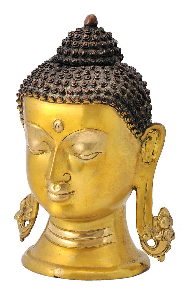 Buddha Head - Brass Statuette