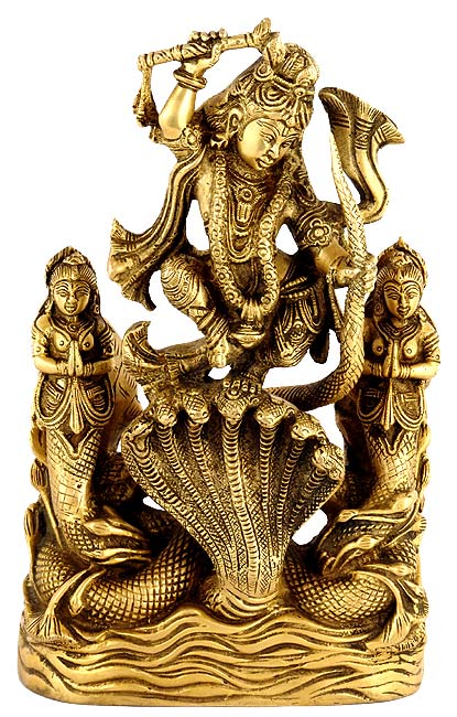Victorious Lord Krishna - Brass Statue