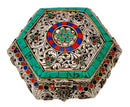 Hexagon Jewelry Box with Floral Design & Colored Mosaic