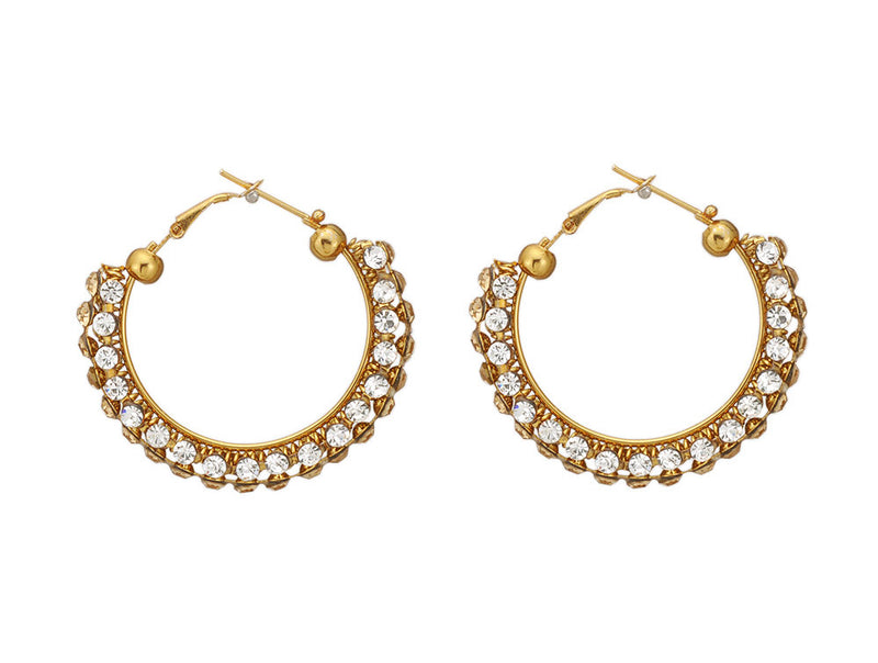 Golden Earring with Studded Crystal Stones