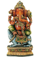 Lord Vighaneshwara - Wood Sculpture 35"