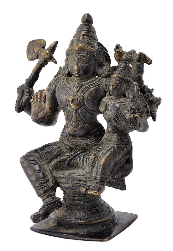 Lord Shiva as Pashupatinath with Parvati - Antiquated Sculpture
