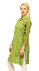 Cool Olive Green Embroidered Cotton Kurti