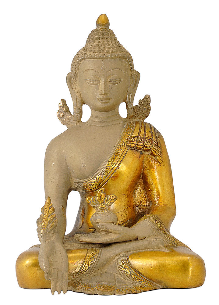 Medicine Buddha Sculpture in Antique Golden Finish