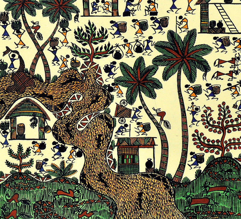 Village Life - Warli Painting