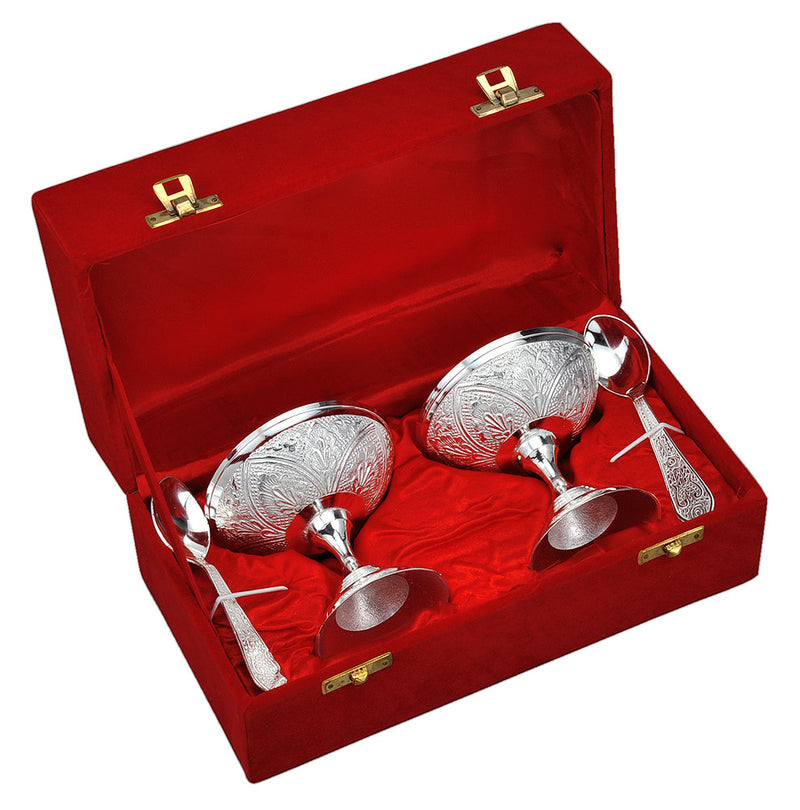 Silver Plated Ice Cream Bowl Cup Set