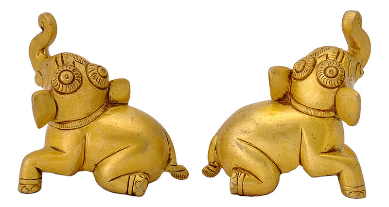 Brass Pair of Miniature Elephant Figurine