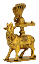 Nandi Carrying Shivalinga Protected by Hodded Serpent