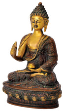 Brass Blessing Buddha Sculpture 11.50"