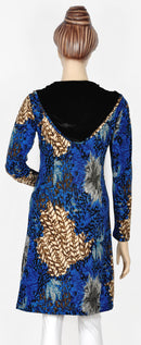 Blue Printed Velvet Top