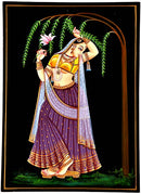 Nayika With Lotus - Nirmal Painting