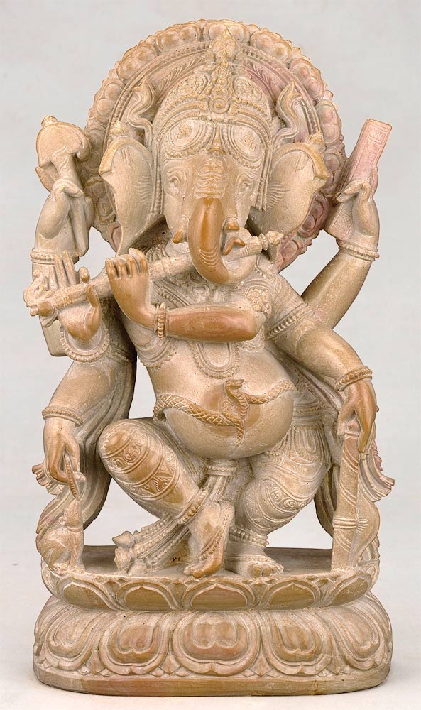 Fluting Ganesha - Stone Sculpture