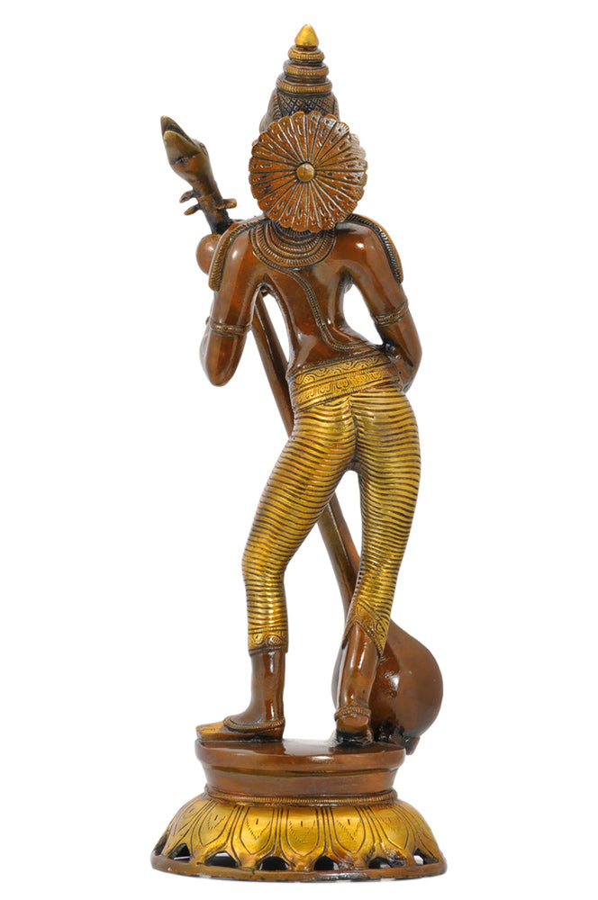 Goddess Saraswati Standing with Veena - Brass Decorative Sculpture