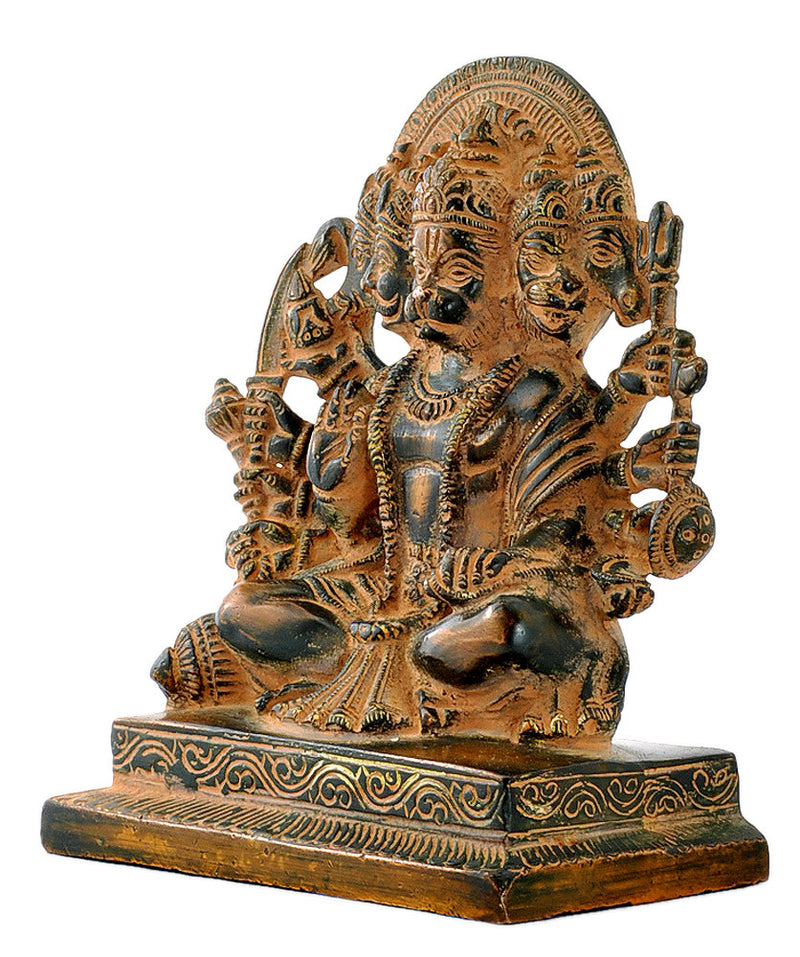 Panchmukhi Hanuman Rustic Finish Brass Figurine