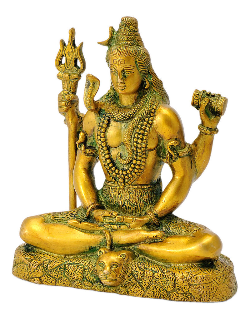 Mediating Lord Shiva Shankar Brass Sculpture 8"