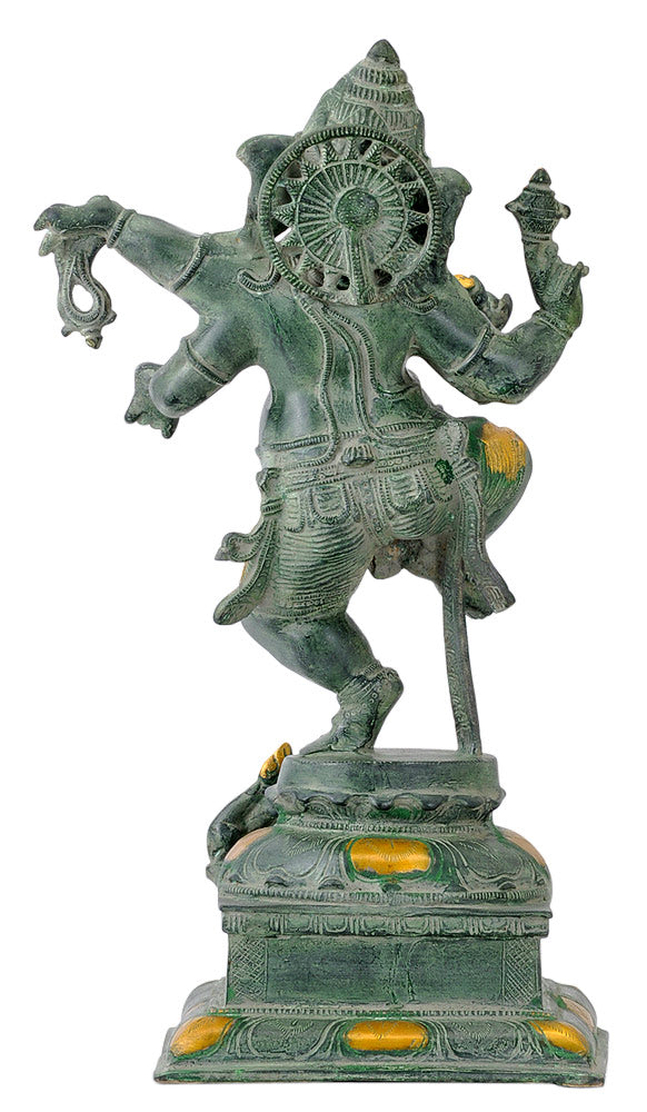'Lambodar Ganesha' Brass Sculpture in Antique Bronze Finish