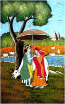 Radha Krishna on the Bank of Yamuna - Batik Painting