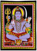 Blessing Shiva - Cotton Painting with Sequin Work