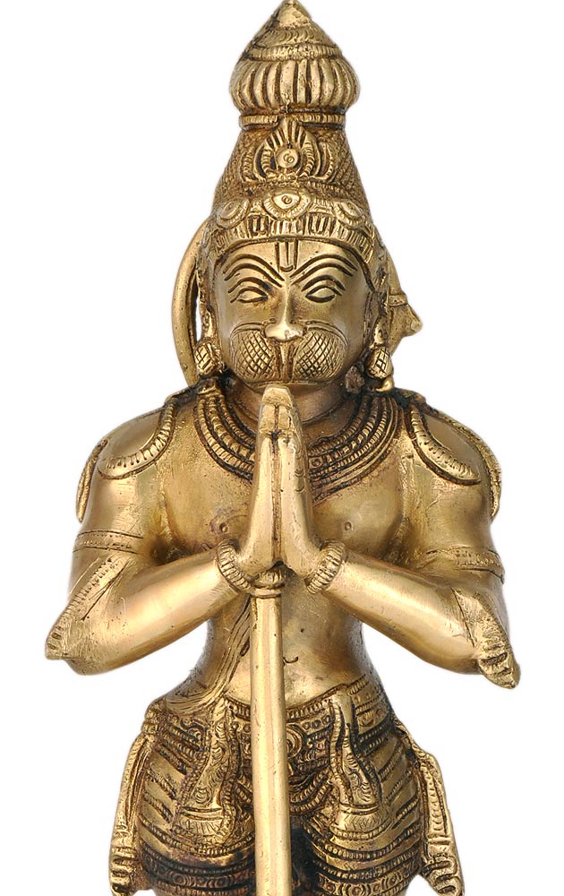 Epitome of Devotion Lord Hanuman - Brass Statuette 15"