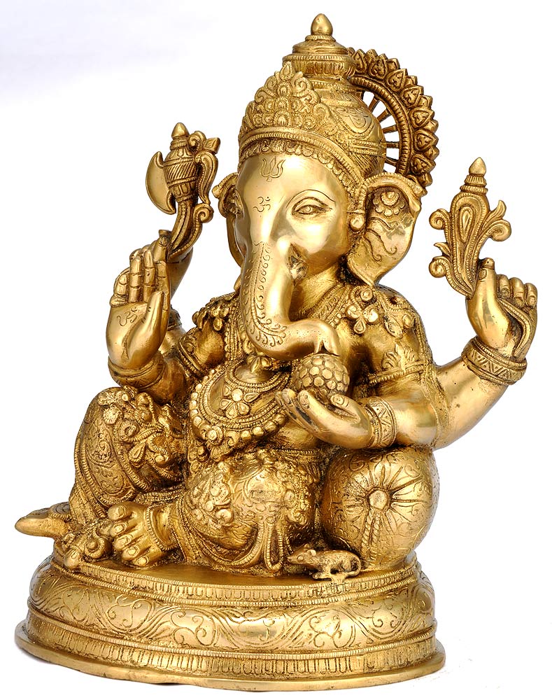 Resting Ganapati - Brass Sculpture