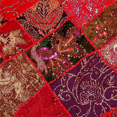 Embroidered Wall Hanging 'Red Exotica'