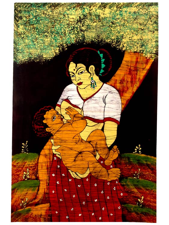 Mother and Child - Batik Art Print