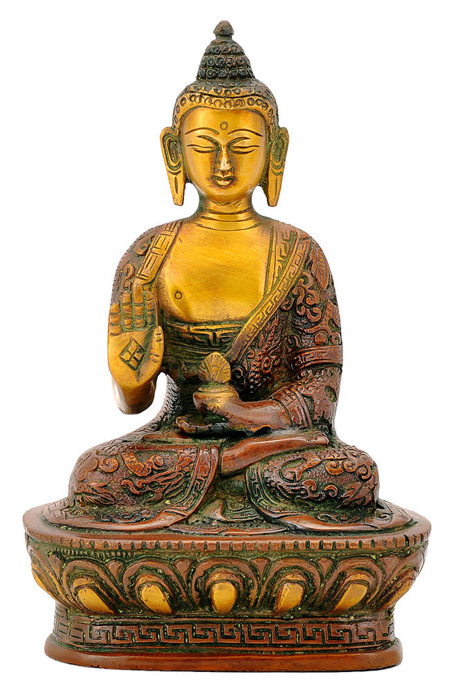 Brass Medicine Buddha in Golden Brown Finish