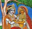 Radha Krishna's Divine Love - Batik Painting