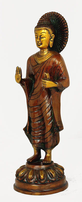 Standing Sakyamuni - Brass Buddha Sculpture