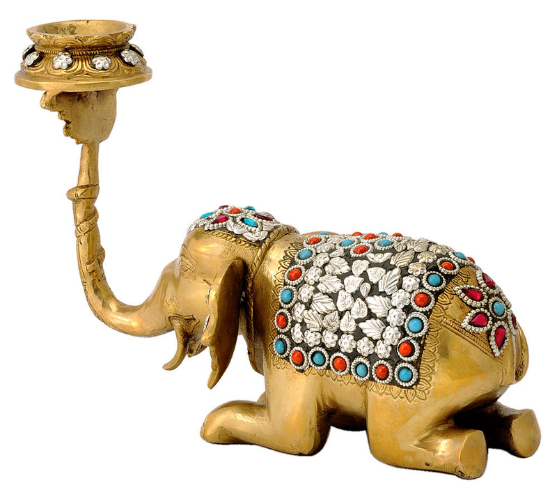 Brass Elephant Candle Holder