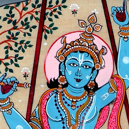 Krishna Lifts Govardhana Hill 18"