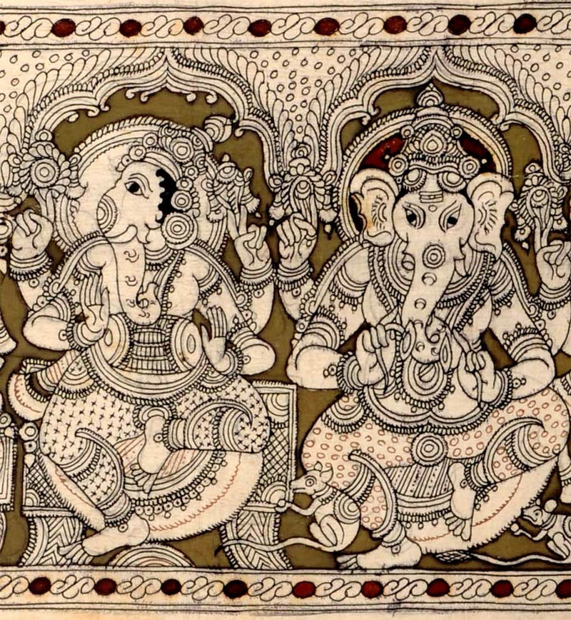 God Ganesha  In Ashta Roopa - Kalamkari Painting