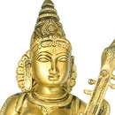 Devi Saraswati standing with Veena - Brass Statue 17"