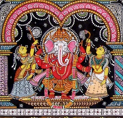 Lakshmi, Ganesha, Saraswati and Kartikeya Painting