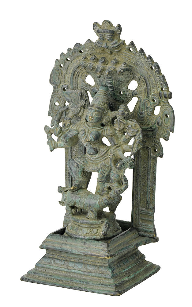 Mahishasurmardini Durga Antiquated Brass Statue 8"