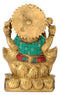 Beautiful Ganpati Turquoise Coral Brass Statue 8.30"