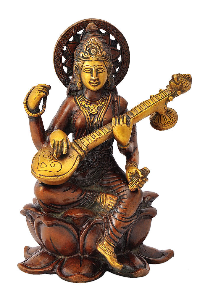 Goddess Saraswati Seated on Lotus