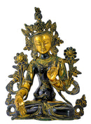 Buddhist Goddess Tara Brass Sculpture 11"