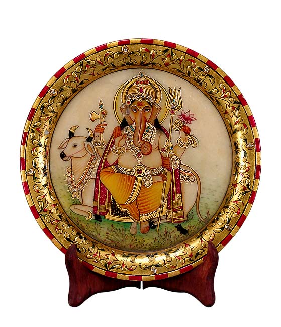 Lovely God Ganesha - Marble Saucer