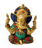 Turquoise Coral Ganpati  Brass Sculpture