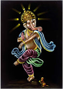 Dance of Gajanan - Handmade Painting on Velvet 28"