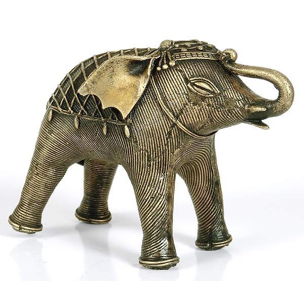 Brass Tribal Statuette "Lovely Elephant"
